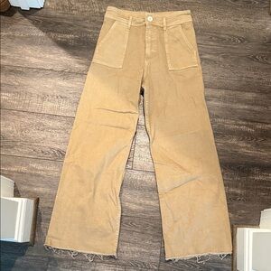 Wide Leg Tan Jeans